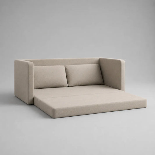 Divano modulare 220 cm 150 cm 70 cm trasformabile in tessuto poliestere colore beige struttura in legno multistrato design senza gambe
